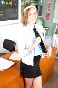 In Class Schoolgirl Teasing By Desk